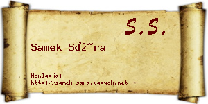 Samek Sára névjegykártya